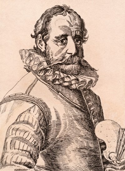 Hans Bol, illustration från "75 Portraits Of Celebrated Painters From Authentic Originals", utgiven i London 1817. av James Girtin
