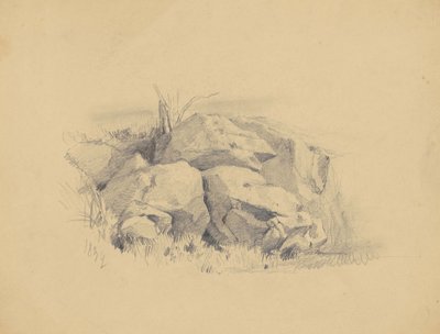 Rocks, 1839 (grafit på vävt papper) av James Goodwin Clonney
