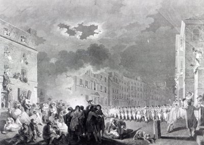Upplopp på Broad Street, juni 1780 av James Heath