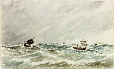 Storm at Sea off the Tyne (akvarell och kroppsfärg på papper) av James Henry Cleet