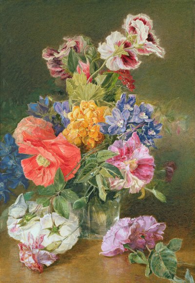 Rosor, vallmo och Pelargonia av James Holland