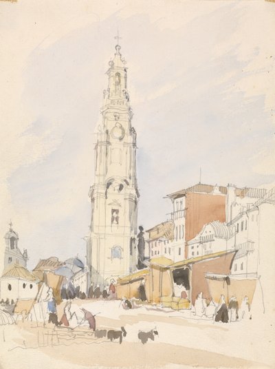 The Tower of the Clergy, Porto (wc över grafit på papper) av James Holland