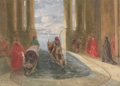 Venetianska dignitärer går ombord på gondoler av James Holland