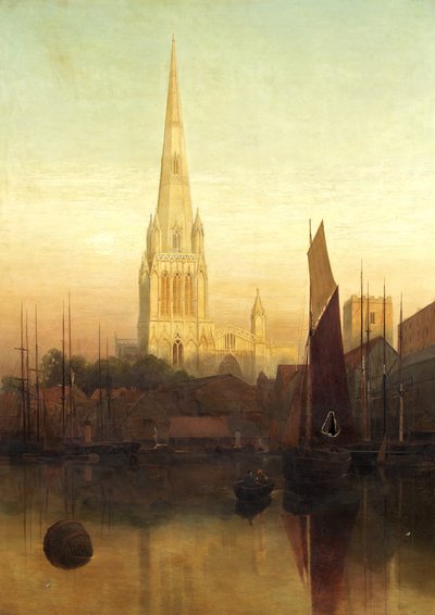 St Mary Redcliffe, Bristol, möjligen 1886 (olja på duk) av James Jackson Curnock
