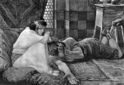 Simson avslöjar sin hemlighet för Delila - Bibeln av James Jacques Joseph (after) Tissot