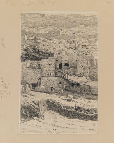 Ett hörn av byn Siloam, illustration från Vår Herre Jesu Kristi liv (bläck & grafit på kartong) av James Jacques Joseph Tissot