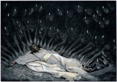 Änglar som betjänar Jesus efter att djävulen har lämnat honom, 1897 av James Jacques Joseph Tissot