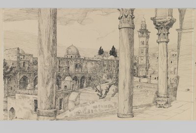 Esplanade of the Haram, illustration från The Life of Our Lord Jesus Christ (bläck & grafit på kartong) av James Jacques Joseph Tissot