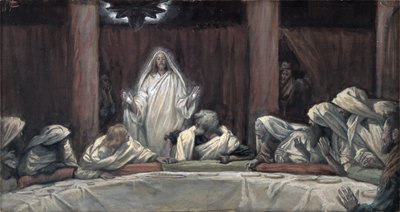 Han visade sig för de elva när de satt vid köttet, illustration från The Life of Christ, c.1884-96 (wc & gouache på kartong) av James Jacques Joseph Tissot