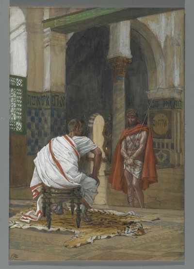 Jesus Before Pilatus - Andra intervjun, illustration från The Life of Our Lord Jesus Christ, 1886-94 (wc över grafit på papper) av James Jacques Joseph Tissot