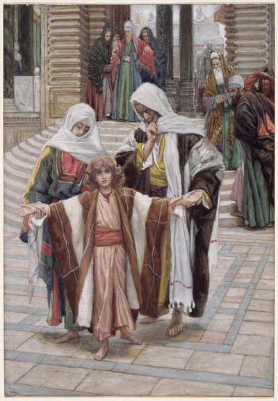 Jesus hittad i templet, illustration till The Life of Christ, c.1886-94 (wc & gouache på kartong) av James Jacques Joseph Tissot
