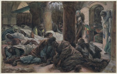 Maria Magdalena springer och berättar för lärjungarna att Kristi kropp inte längre finns i graven, illustration till The Life of Christ, c.1886-94 (wc & gouache på kartong) av James Jacques Joseph Tissot