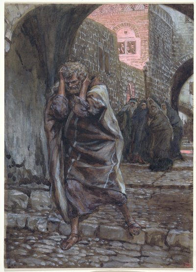 Peter gick ut och grät bittert, illustration till The Life of Christ, c.1886-94 (wc & gouache på kartong) av James Jacques Joseph Tissot