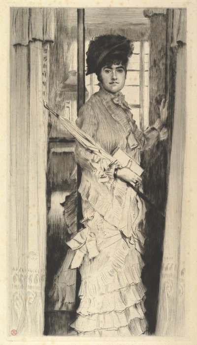 Porträtt av fröken L... eller en dörr måste antingen vara öppen eller stängd, 1876. av James Jacques Joseph Tissot