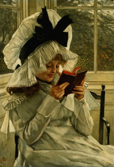 Läser en bok, ca 1872 av James Jacques Joseph Tissot
