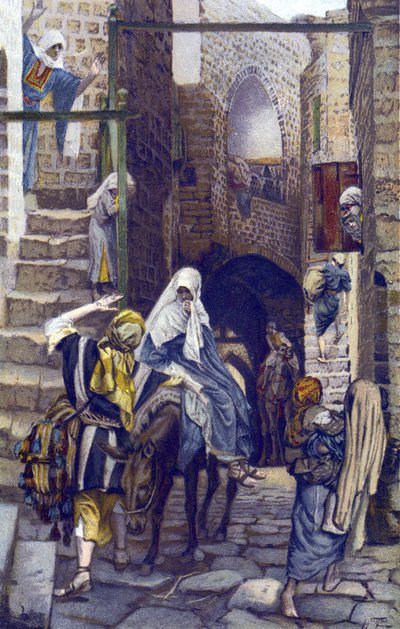 Saint Joseph söker ett boende i Betlehem - Saint Joseph söker ett boende i Betlehem - från "" Vår Herre Jesu Kristi liv"" - 1899 av James Tissot - Saint Joseph söker ett boende i Betleem - Vår Herre Jesu Kristi liv, av Jacques Joseph (Ja av James Jacques Joseph Tissot