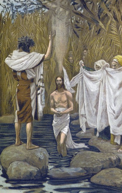 The Bapteme of Jesus - The Baptim of Jesus - från "" The Life of Our Lord Jesus Christ"" - 1899 av James Tissot - The Life of Our Lord Jesus Christ, av Jacques Joseph (Jacques Joseph) Tissot dit James Tissot (1836- 1902) av James Jacques Joseph Tissot