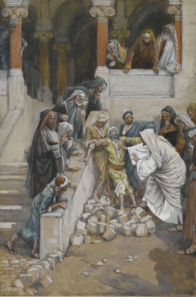Den blinde och stumma mannen besatt av djävlar, illustration från Vår Herre Jesu Kristi liv (wc över grafit på papper) av James Jacques Joseph Tissot