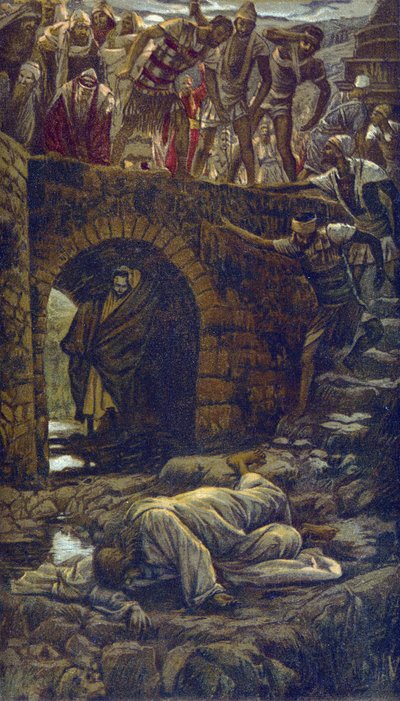 Bron över bäcken Kedron - från "" The Life of Our Lord Jesus Christ" - 1899 av James Tissot - La vie de notre seigneur Jesus Christ, av Jacques Joseph (Jacques-Joseph) Tissot dit James Tissot (1836-1902) av James Jacques Joseph Tissot