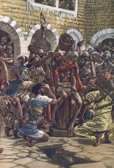 The Crown of Thorns - från "The Life of Our Lord Jesus Christ" - 1899 av James Tissot - La vie de notre seigneur Jesus Christ, av Jacques Joseph (Jacques Joseph) Tissot dit James Tissot (1836-1902) av James Jacques Joseph Tissot