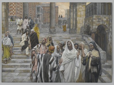 Lärjungarna beundrar templets byggnader, illustration från Vår Herre Jesu Kristi liv, 1886-94 (wc över grafit på papper) av James Jacques Joseph Tissot