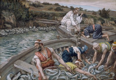 The First Miraculous Draft of Fish, illustration till The Life of Christ, c.1886-94 (wc & gouache på kartong) av James Jacques Joseph Tissot
