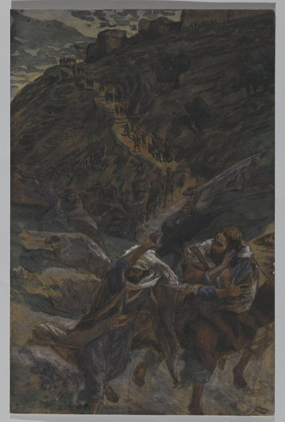Apostlarnas flykt, illustration från Vår Herre Jesu Kristi liv, 1886-94 (wc över grafit på papper) av James Jacques Joseph Tissot