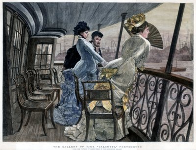 The Gallery of H M S Calcutta, Portsmouth, c1850-1900. av James Jacques Joseph Tissot