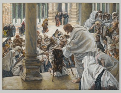 The Healing of the Lame in the Temple, illustration till The Life of Christ, c.1886-94 (wc & gouache på kartong) av James Jacques Joseph Tissot