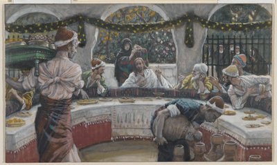 Måltiden i fariséens hus, illustration från Vår Herre Jesu Kristi liv (wc över grafit på papper) av James Jacques Joseph Tissot