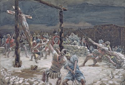 The Raising of the Cross, illustration till The Life of Christ, c.1886-94 (wc & gouache på kartong) av James Jacques Joseph Tissot