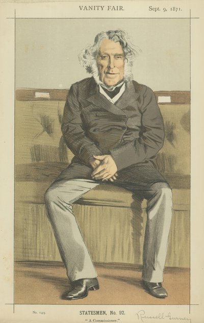 The Right Hon Russell Gurney (färg litho) av James Jacques Joseph Tissot