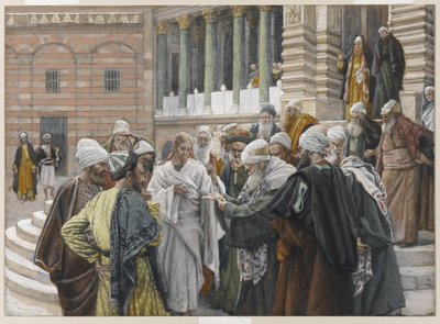 Tribute Money, illustration från The Life of Our Lord Jesus Christ, 1886-94 (wc över grafit på papper) av James Jacques Joseph Tissot
