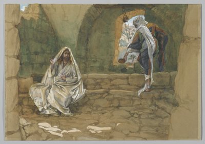Samariens kvinna vid brunnen, illustration från Vår Herre Jesu Kristi liv (wc över grafit på papper) av James Jacques Joseph Tissot