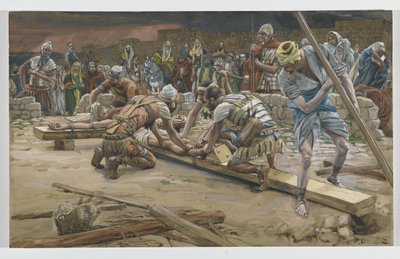 Spiken för fötterna, illustration från Vår Herre Jesu Kristi liv, 1886-94 (wc över grafit på papper) av James Jacques Joseph Tissot