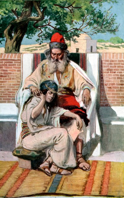 David och Abishag av J James Tissot - Bibeln av James Jacques Joseph after Tissot