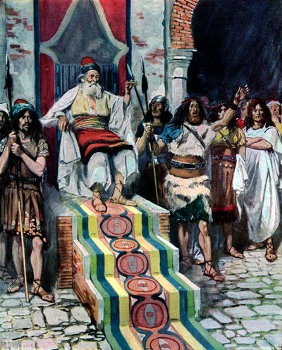 David ser budbäraren anlända, av Tissot -Bibeln av James Jacques Joseph after Tissot