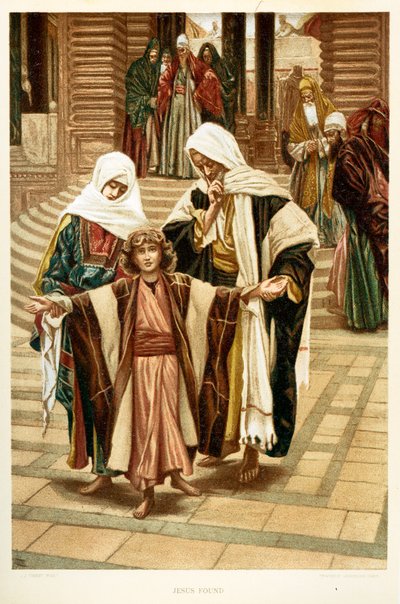 Jesus hittade, Saint Luke - Kapitel 2 - Bibeln av James Jacques Joseph after Tissot