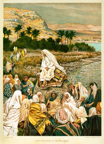 Jesus undervisar på Sear Shore - St Mark - Bibeln av James Jacques Joseph after Tissot