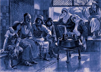 Job och hans familj av J James Tissot - Bibeln av James Jacques Joseph after Tissot
