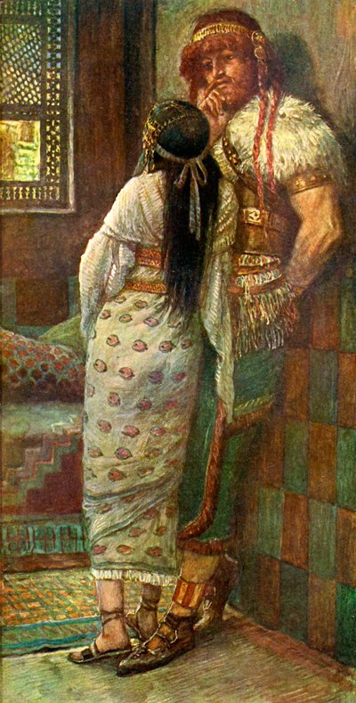 Samson och hans fru av J James Tissot - Bibeln av James Jacques Joseph after Tissot