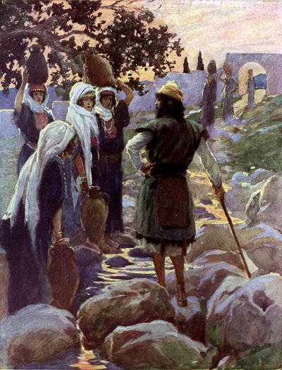 Saul ifrågasätter de unga jungfrorna av Tissot -Bibeln av James Jacques Joseph after Tissot