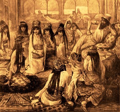 Solomon och hans harem av J James Tissot - Bibeln (Kungarnas bok) av James Jacques Joseph after Tissot