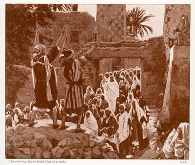 Helande av två blinda män i Jeriko - Bibeln av James Jacques Joseph after Tissot