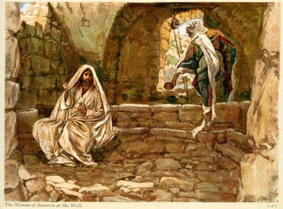 Samariens kvinna vid brunnen - St John - Bibeln av James Jacques Joseph after Tissot