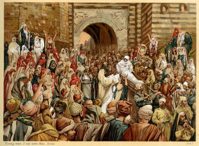 Unge man, jag säger dig, Stå upp - St Lukas - Bibeln av James Jacques Joseph after Tissot