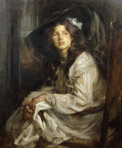 Flickan sitter i en stol, av James Jebusa Shannon