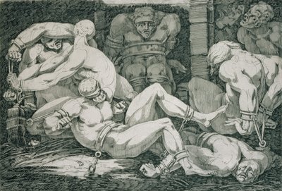 Ugolino och hans söner i svälttornet, 1700-talet av James Jefferys