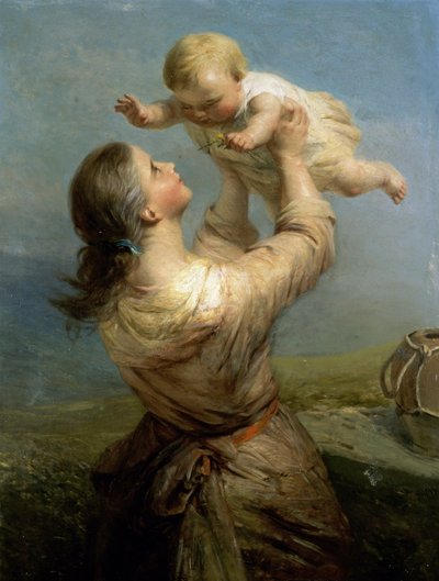 Hon tittar alltid och tittar med ny glädje. Målning av James John Hill (1811-1882) av James John Hill