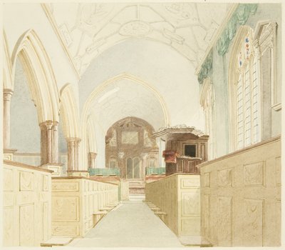 Interiör av St Mary-le-Port-kyrkan av James Johnson